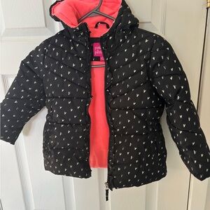 Pink Platinum Black Heart Kids Spring & Fall Coat - size 4